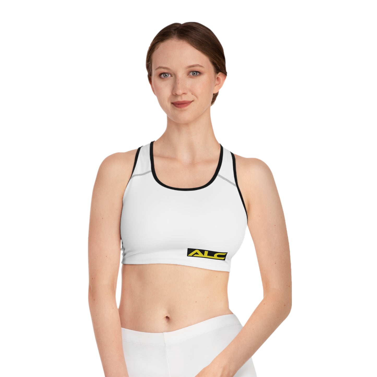 ALC white black stitch Sports Bra